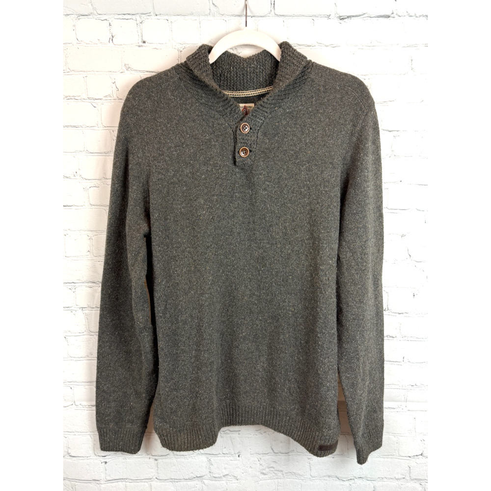 TED BAKER LONDON gray cotton wool blend knit button mens sweater pullover L (4)